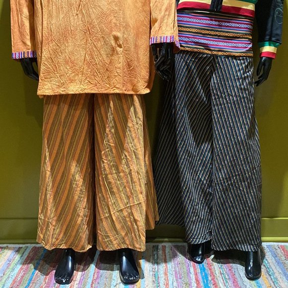 Bhutani Cotton Waist Wide-Leg Flare Pants - Stripes (Black) - Picture 3 of 3